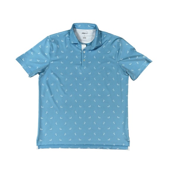 Johnnie-O Men Blue Short Sleeve Polo Sz L Mermaid Print - Picture 1 of 6